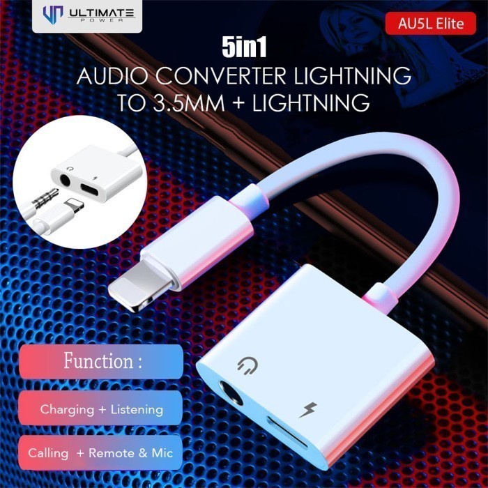 Audio Converter iPhone 14 Pro Max Plus Lightning to 3.5MM + Lightning