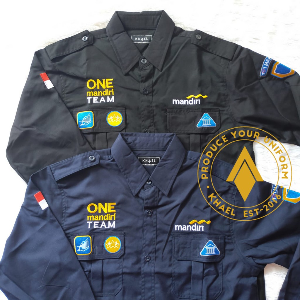 BAJU SERAGAM BANK MANDIRI PDL BORDIR REAL PICTURE