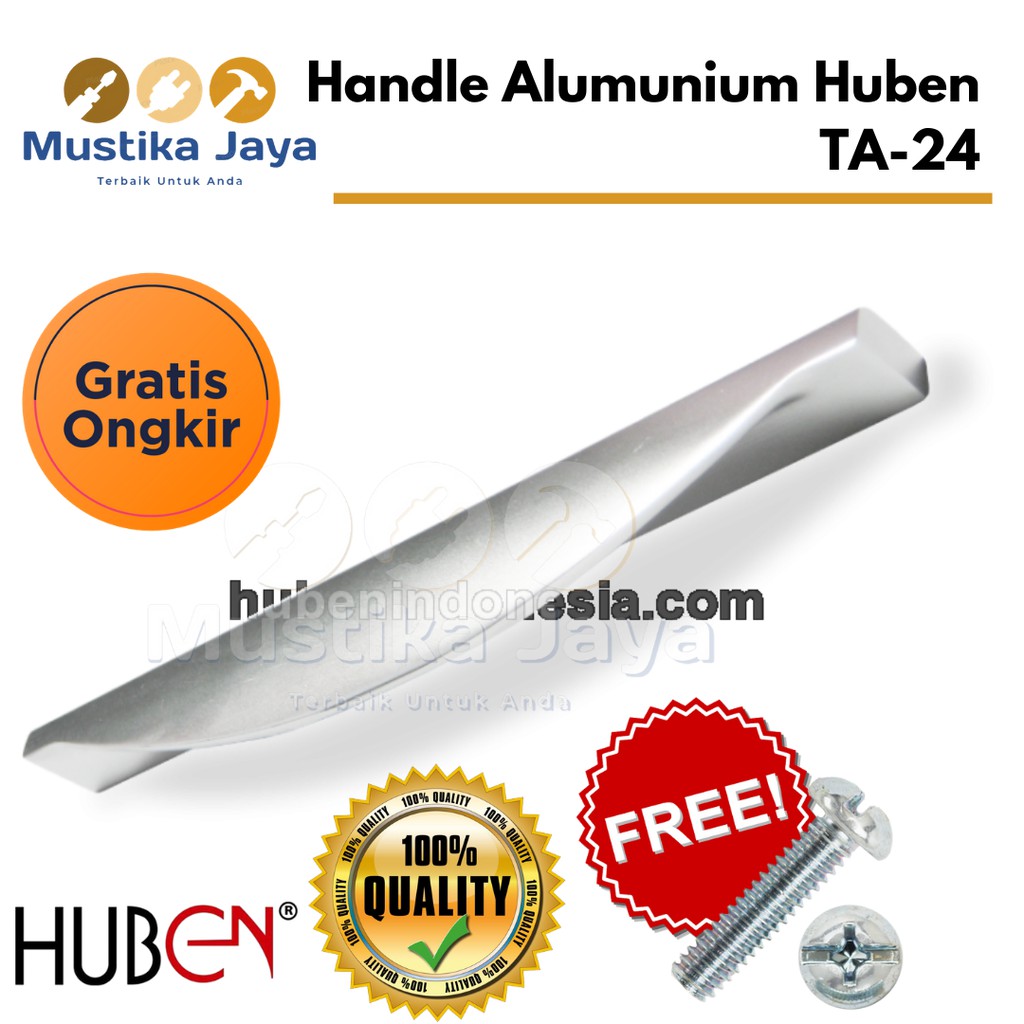 Handle Tarikan Lemari Laci Stainless Alumunium Huben TA 24 Murah