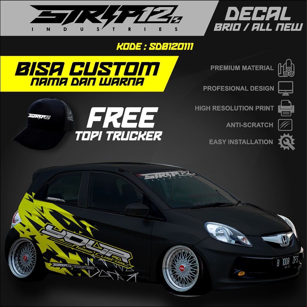 STIKER/STICKER DECAL MOBIL GRAFIS BISA CUSTOM NAMA  WARNA BRIO AYLA AGYA AVANZA MOBILIO JAZZ