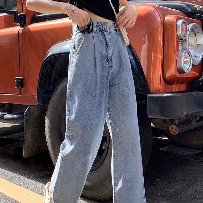 Karet Pinggang Highwaist Loose Celana Jeans Wantia Impor