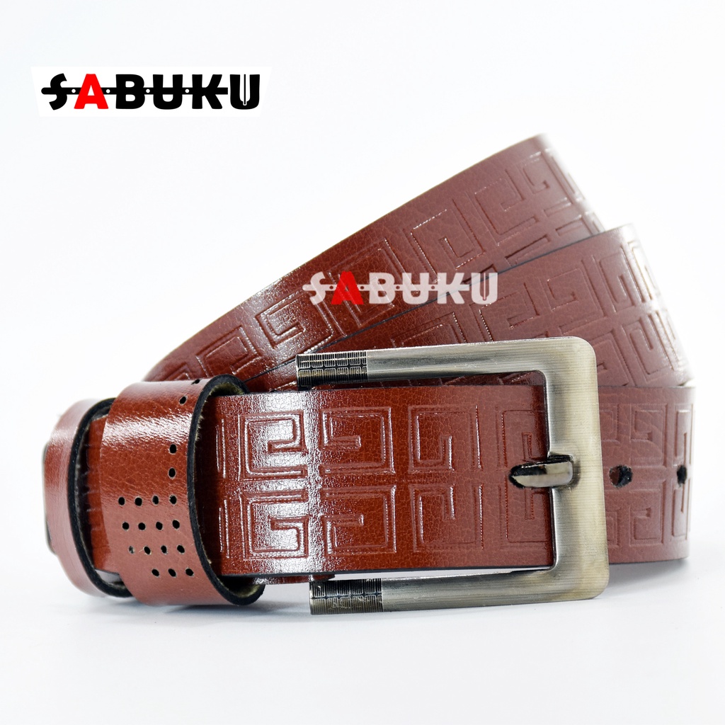 Ikat Pinggang pria Sabuk Model Jarum Kulit Sintetis Men Belt Sabuk Clasic Gesper Pria -170