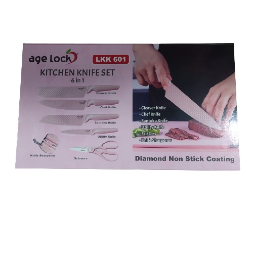 Pisau Set Age Lock Kitchen Knife 6 in 1 LKK 601 -  Pisau Set Berkualitas