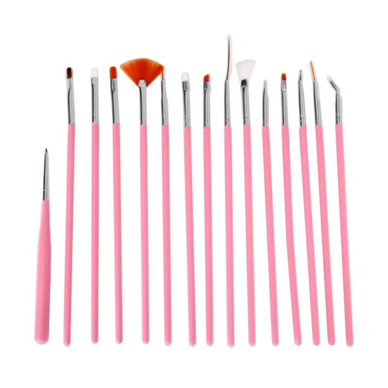 Nail Art Set Brush 15pcs Kuas nail art halus 15pcs / kuas nail art set 15 pcs random