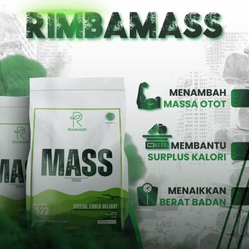 Rimba Mass 2 Kg Gainer Rimbalife Rimba Life Weight Gain BPOM Halal Mui 4.4 Lbs 2000 Gram Penambah Berat Badan