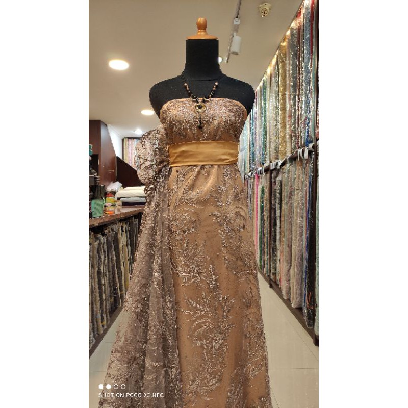 Tile Brokat Kebaya Dress Coklat Susu