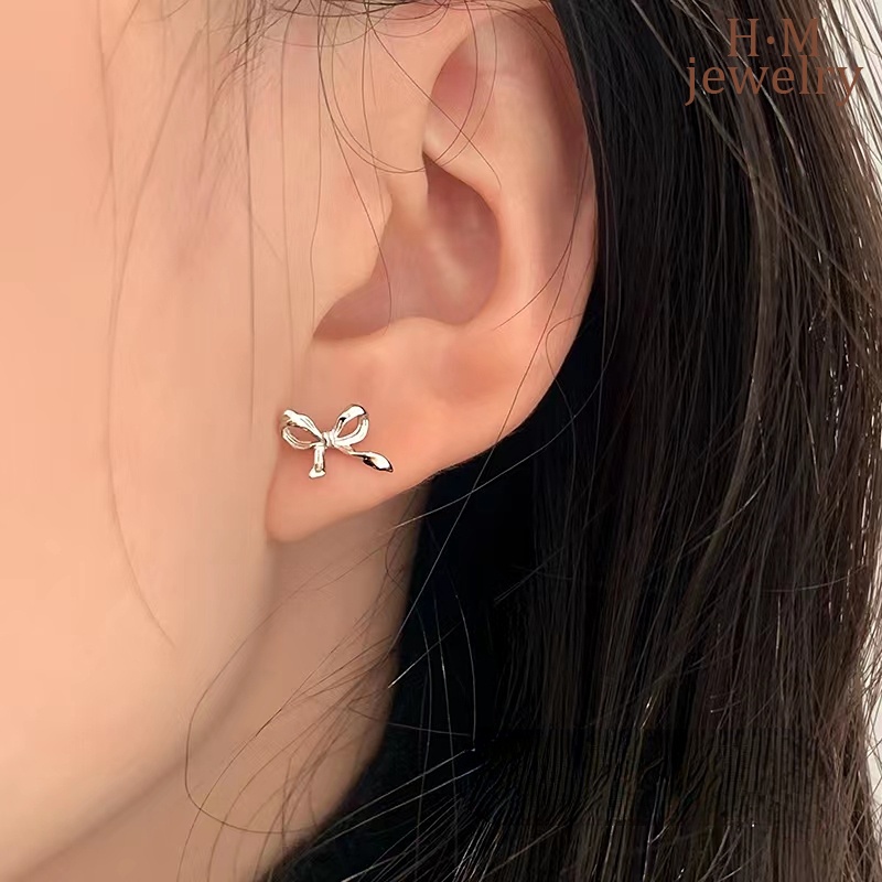 Anting Tusuk Sterling Silver 925 Desain Pita Kecil Untuk Wanita