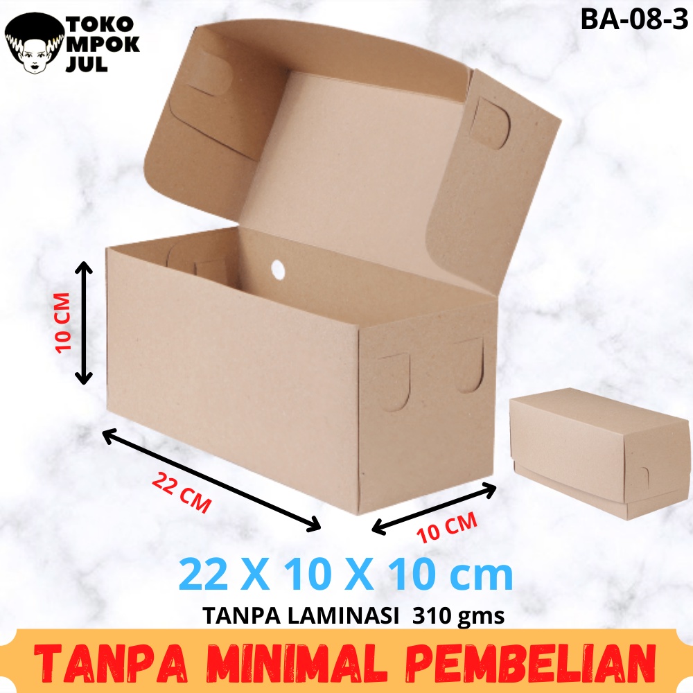 

TANPA MINIMUM - Box Kotak Dus Kardus Kue Bomboloni Roti Bolu Donat Roti Bakar 22x10x10 cm 310 gms