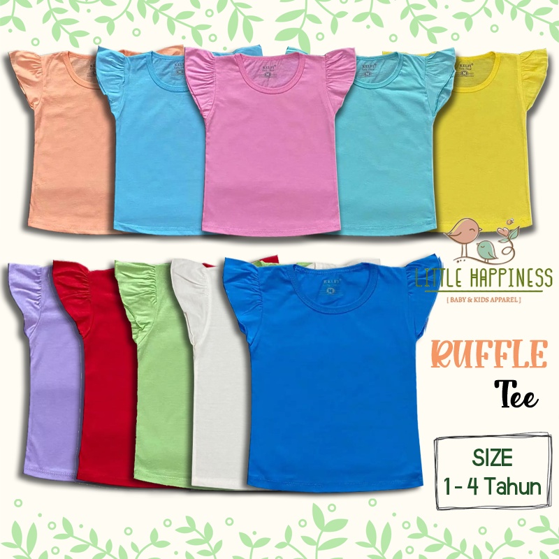 RUFFLE TEE - BAJU KAOS BAYI SIZE 1-4 TAHUN / KAOS ANAK PEREMPUAN 9 WARNA KELFI