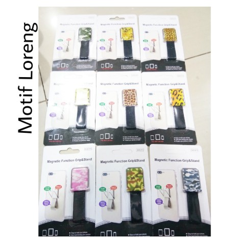 Finger Grip Magnetic Motif Function Grip &amp; Stand Motif Un Grip Besi Holder Handphone