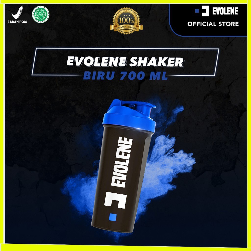 Shaker Protein EVOLENE Food Grade Material Warna BIRU, Ukuran 700 ML. Evolene Evoline Evolen