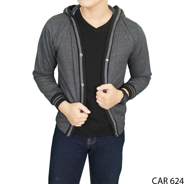 Cardigan Pria Keren Fleece Abu Tua – CAR 624