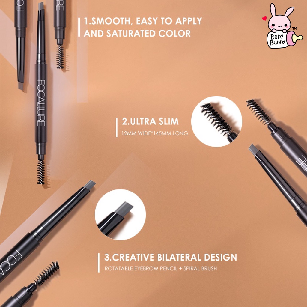 ❤ BELIA ❤ FOCALLURE Auto Brows Pen FA18 | Waterproof Long-Lasting Eyebrow Pencil - 3 Colours Pensil alis | BPOM