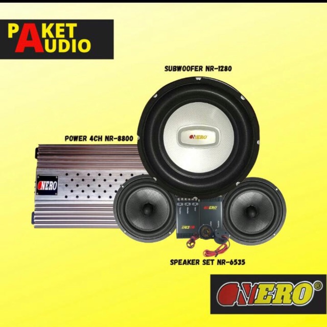 Paket audio Nero(power 4ch+sub 12in+spk split 6in)