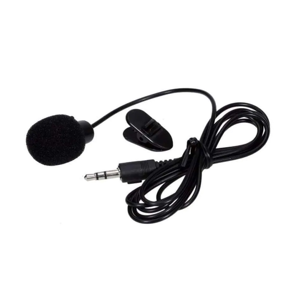 Audio Clip ON Mic Mini Portabel Jack 3.5 mm Silver Platted Panjang Kabel 1,5 Meter