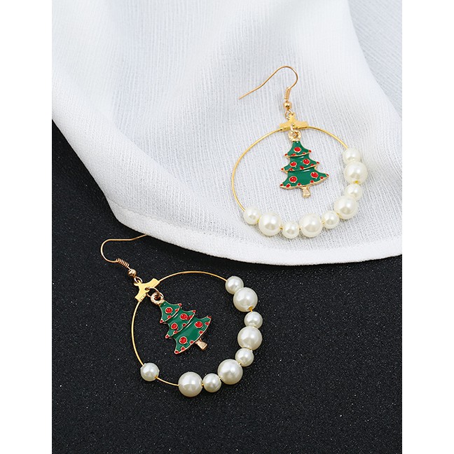 LRC Anting Gantung Fashion Color Snowman Elk Earrings D22060