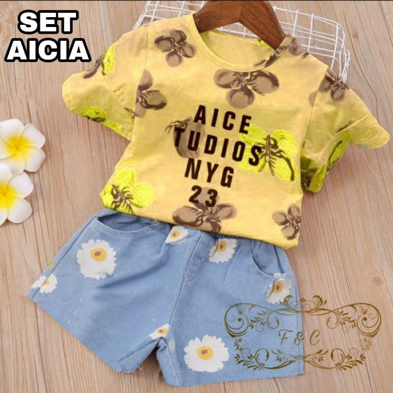 SET CELANA FASHION AICIA KID ANAK, BABYTERRY, SETELAN, 3 UKURAN