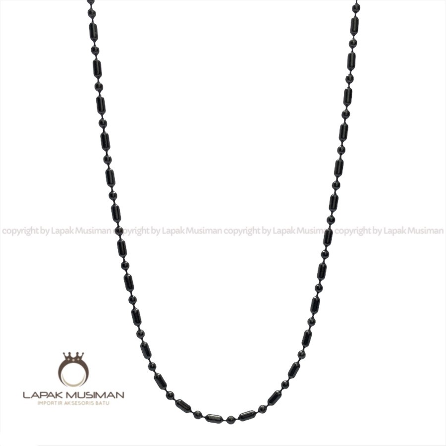 [Bayar di Tempat] Kalung Pria Warna Hitam Bahan Titanium Super Anti Karat Model Bambu
