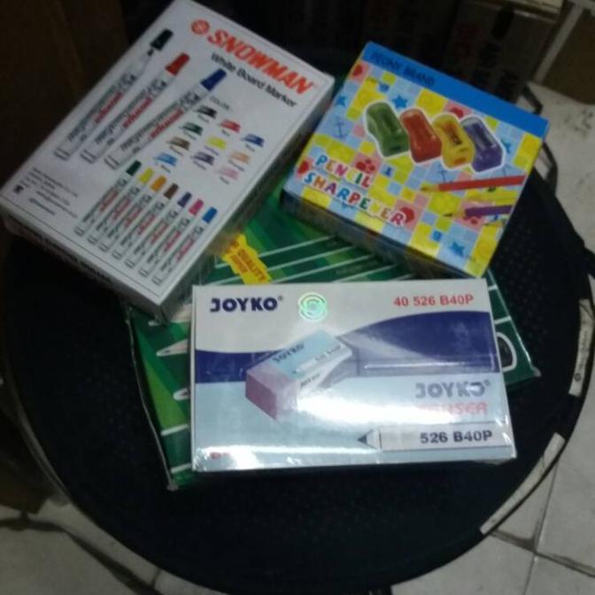 

Paket Penghapus, Spidol, Rautan, Pensil