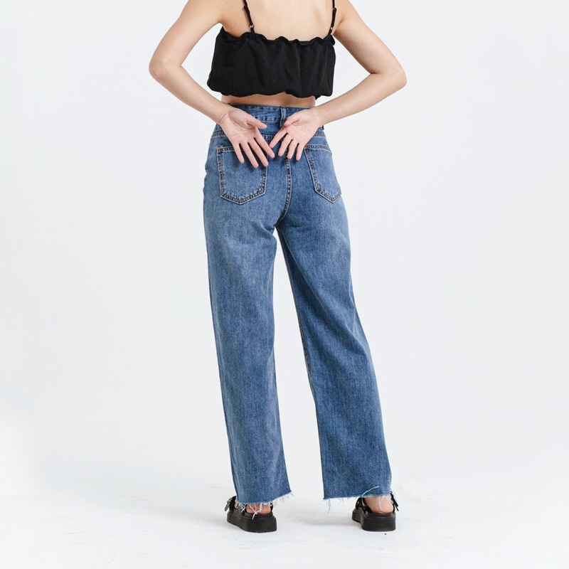 VIERLIN - Jeans 8776 - HIGH WAIST LOOSE JEANS UNFINISH