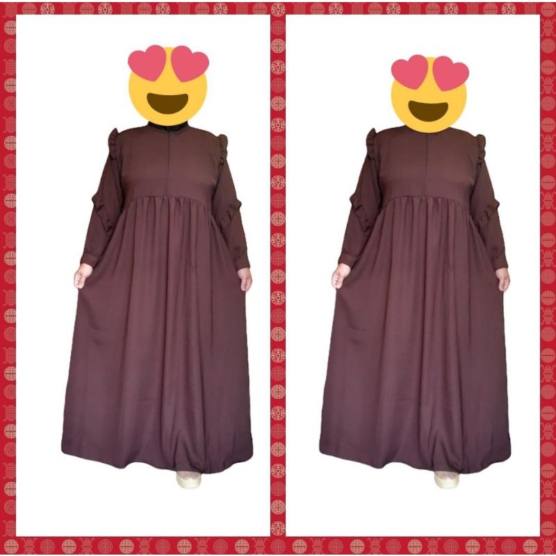 Gamis Jumbo Superjumbo XXL XXXL 4L LD 130 LD 140 LD 150 Yora Coklat Tua