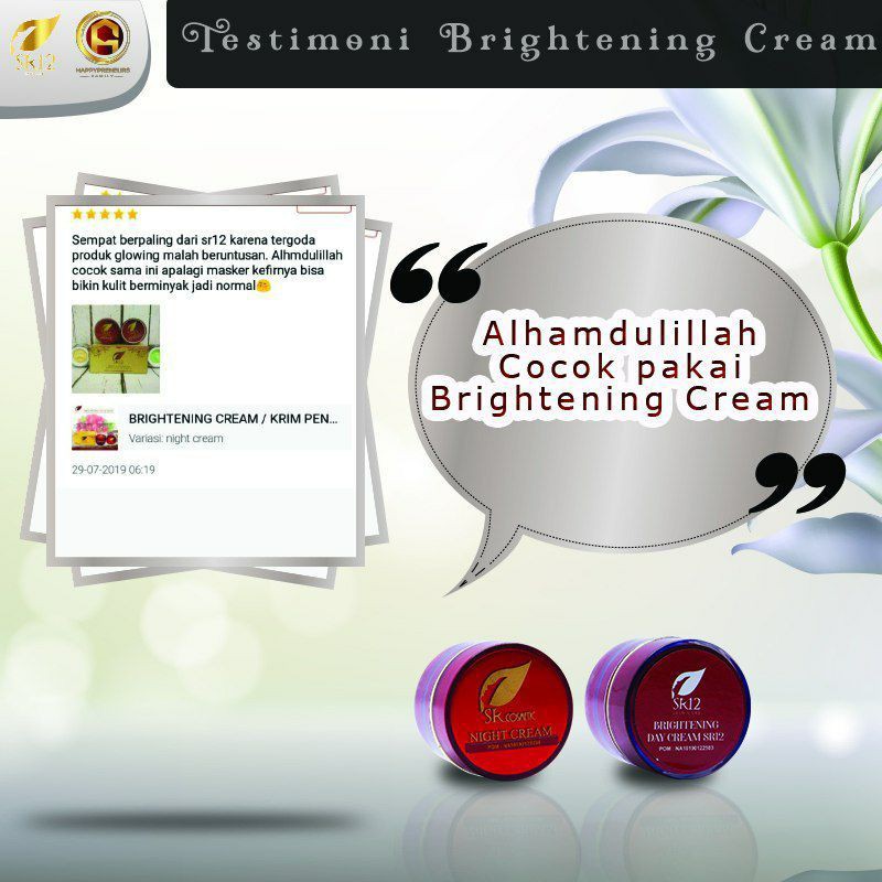 CREAM PEMUTIH WAJAH BRIGHTENING DAY &amp; NIGHT CREAM SR12 / CREAM PELEMBAB WAJAH GLOWING KRIM SIANG DAN MALAM