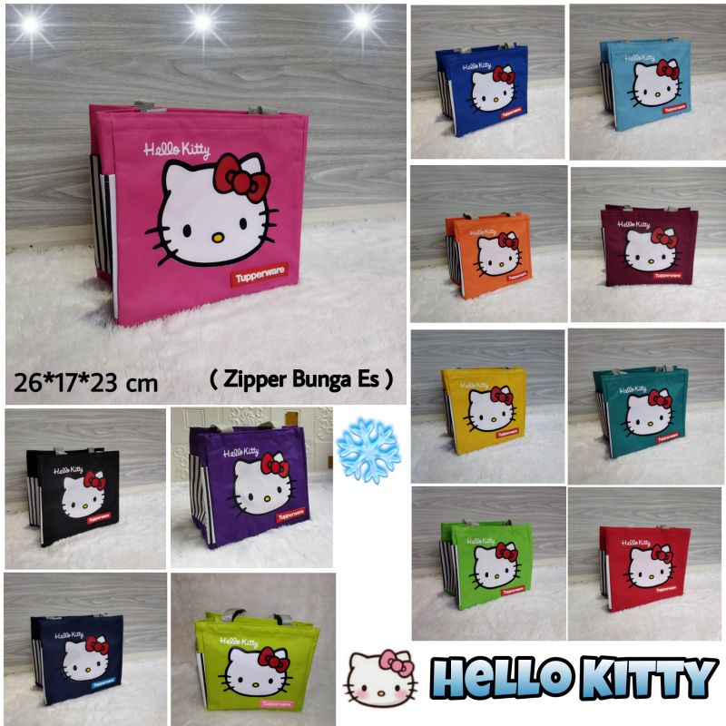 Tas bekal Hello Kitty Tupp ( Zipper bunga es )