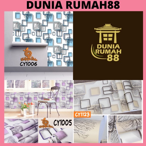 Wallpaper Dinding CY Ukuran 45cm x 8m Motif 3d Kotak