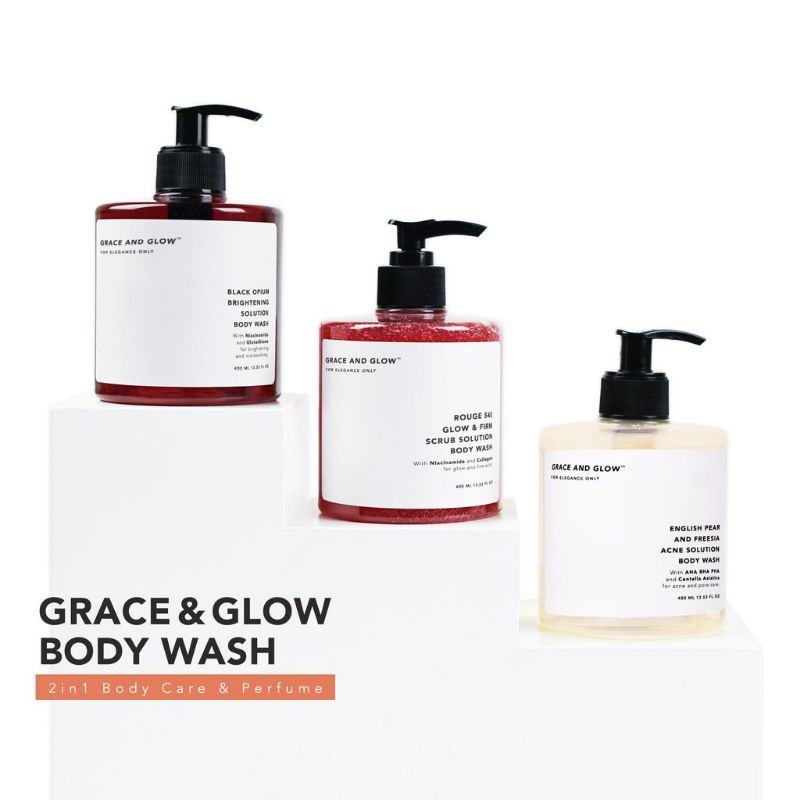 GRACE AND GLOW BODY WASH SHOWER GEL ENGLISH PEAR AND FREESIA ACNE SOLUTION BODY WASH