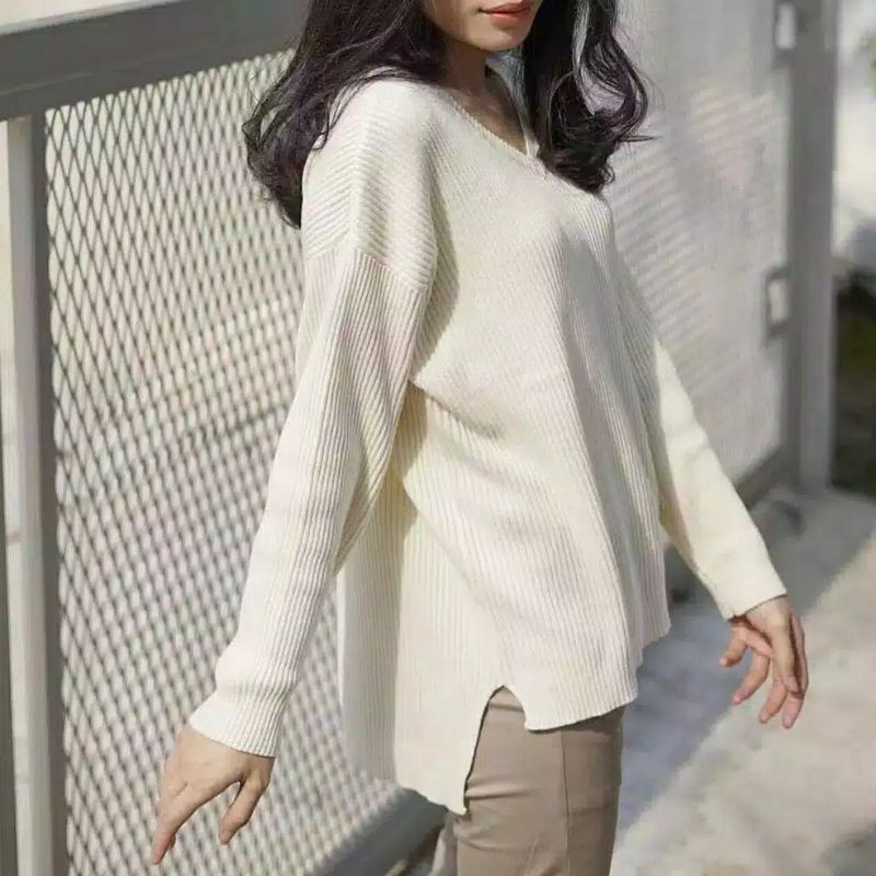 Viona Sweater Rajut | Sweater V Neck