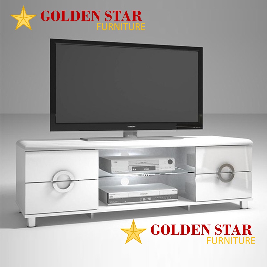 ORIYE Meja TV / Rak TV Minimalis Putih White Glossy Export Quality