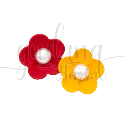 Anting Stud Red Yellow Flower Earrings Bunga Kuning Merah GH 203359