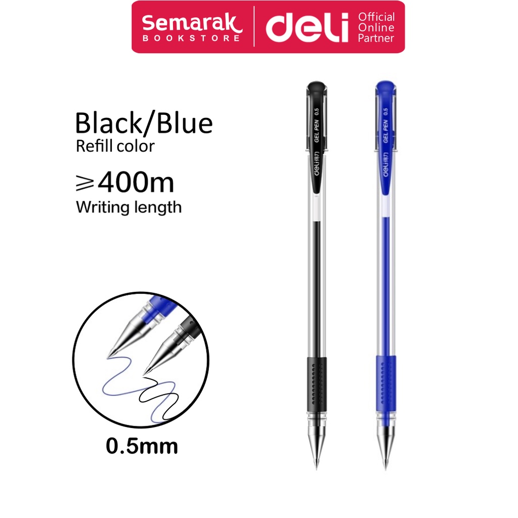 

Deli 6600 Gel Ink Pen Pulpen Jel 0.5 - Black / Blue [1 Pc]