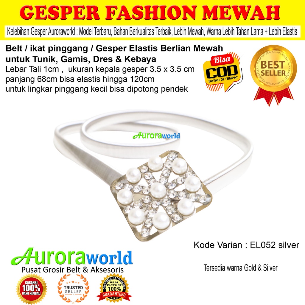 AURORAWORLD GESPER FASHION CEWEK BELT PEREMPUAN TERBARU IKAT PINGGANG WANITA ELASTIS UNTUK DRESS TUNIK  GAMIS BISA COD