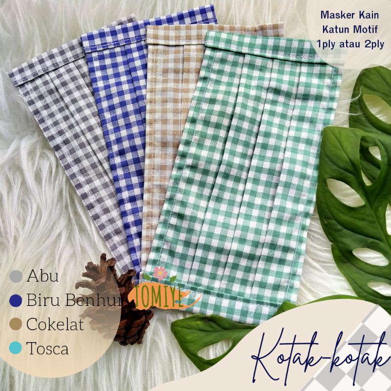 Masker 1ply Kain Katun Motif Kotak-kotak Series