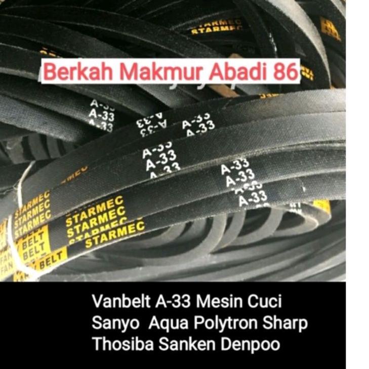 Promo banting--Karet Vanbelt Mesin Cuci 2 Tabung A-33 Sanyo-Aqua Vanbel Fan V-belt A 820 E Mesin Cuci 2 Tabung