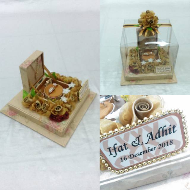 Kotak perhiasan penutup mika bunga keliling