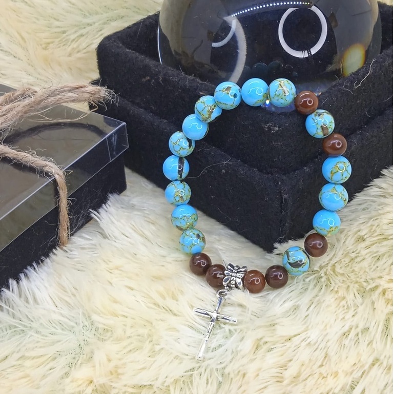 Gelang Rosario Batu Milky Turquoise