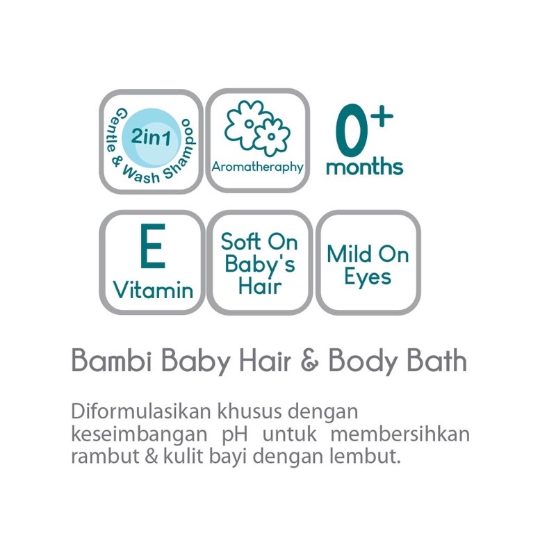 Bambi Baby Hair &amp; Body Bath 200ml / 2in1 Shampoo dan Sabun Bayi