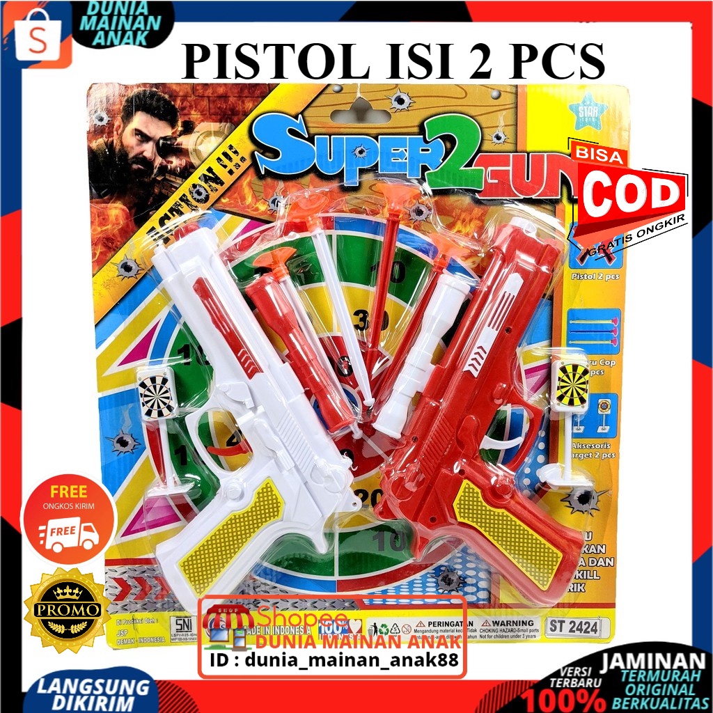 Mainan Anak Laki Laki Tembak Tembakan Pistol Ketapel Super Gun Set ISI 2 PC SUPER 2 GUN ST 2424