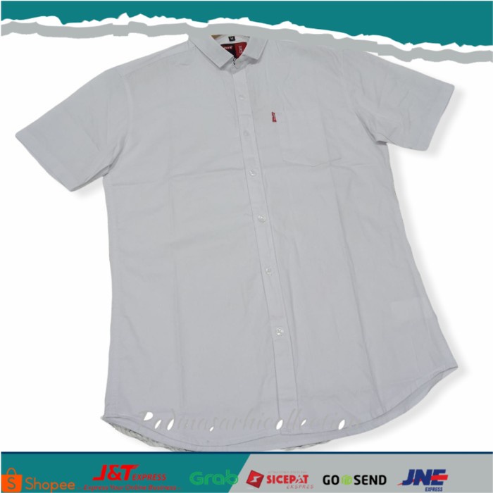 ✨ BISA COD ✨ ATIKA CLOTH - KEMEJA CASUAL PRIA LEVIS PREMIUM LENGAN PENDEK - PUTIH - Putih, M