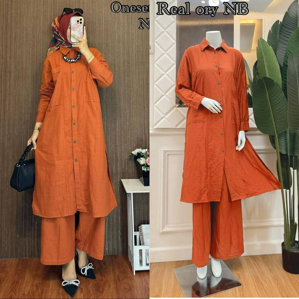 ONESET TUNIK LINEN KANCING