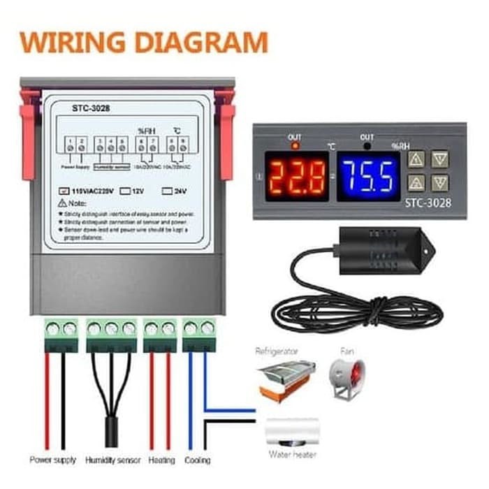 STC-3028 Themohygrostat 220V AC Temperature &amp; Humidity Controller