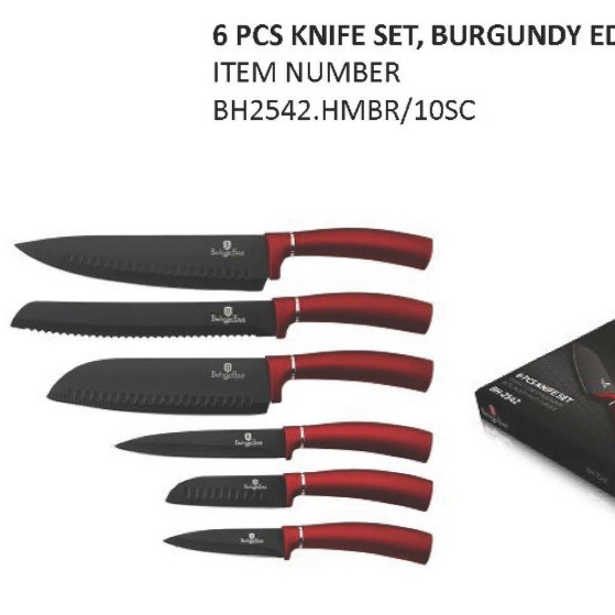 knife set berlinger haus, pisau set - burgundy promo