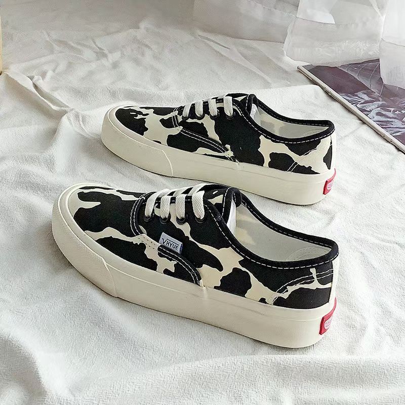 Sepatu Wanita Kanvas Motif Casual Sneakers Shoes Premium High Quality Impor Terbaru