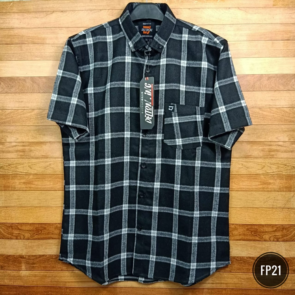 Kemeja Flanel Lengan Pendek / Kemeja Flanel Pria (FP14) Kemeja Surfing Distro