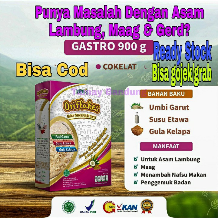 

Oriflakes Gastro Umbi Garut sereal rasa coklat 900 gr