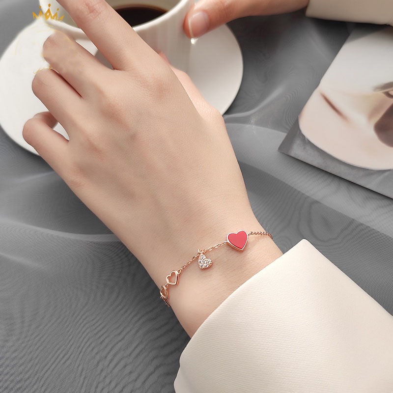 Gelang Tangan Rantai Aksen Hati Hollow Gaya Korea Untuk Wanita