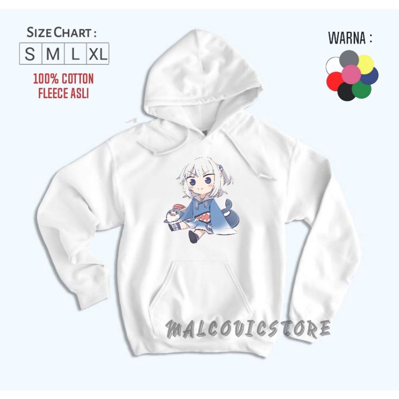 Sweater Hoodie Anak Gawr Gura Untuk Usia 2-13 Tahun/Hoodie Jumper Anime Gawr Gura Anak/Hoodie Jumper