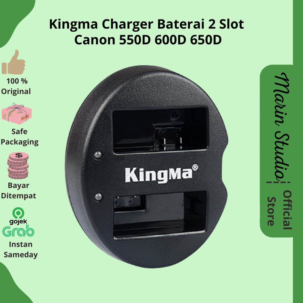 Charger Baterai Canon 550D 600D 650D Rebel T2i - Kingma Charger Baterai 2 Slot Canon 550D 600D 650D